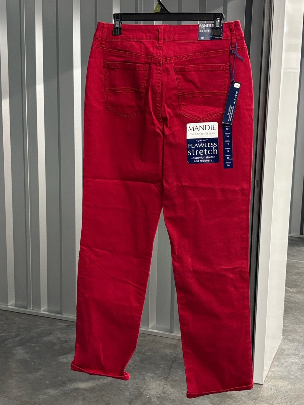 NWT Bandilino Mandie Scarlet Red Straight-Leg Denim Jeans Stretch Perfect Fit 10 - Picture 8 of 16